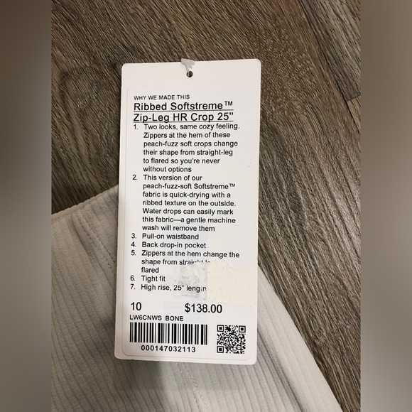 NWT Lululemon Bone Ribbed Softstreme Crop 25” High Rise Pant - Picture 4 of 7